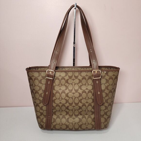 NWT COACH CN328 Signature Canvas/Leather ASHTON TOTE Shoulder Saddle - Picture 3 of 8